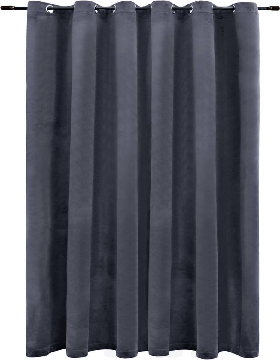 Vidaxl Gordijn Verduisterend Met Ringen 290x245 Cm Fluweel Antraciet - Grijs