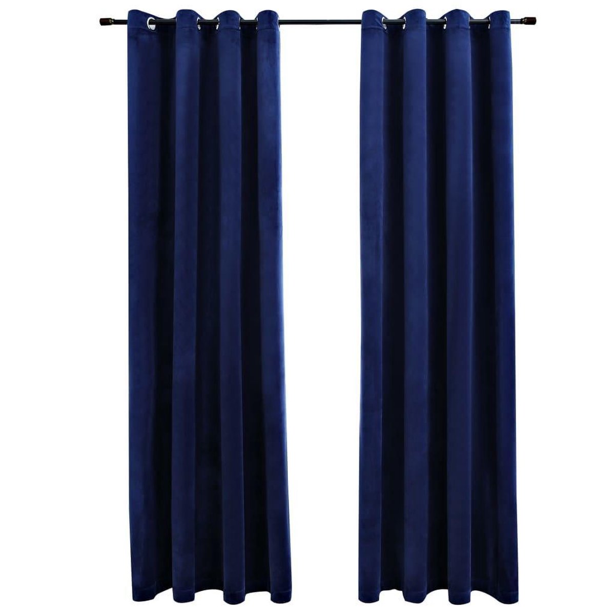 Vidaxl Gordijn Verduisterend Met Ringen 2 St 140x175 Cm Fluweel - Blauw