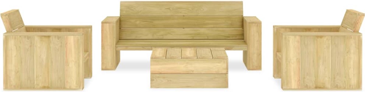 Vidaxl 4-delige Loungeset Geïmpregneerd Grenenhout - Bruin