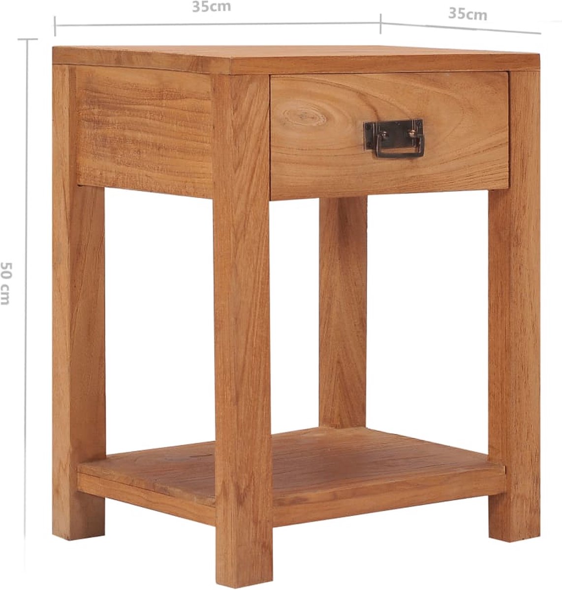 Vidaxl Nachtkastje 35x35x50 Cm Massief Teakhout - Bruin