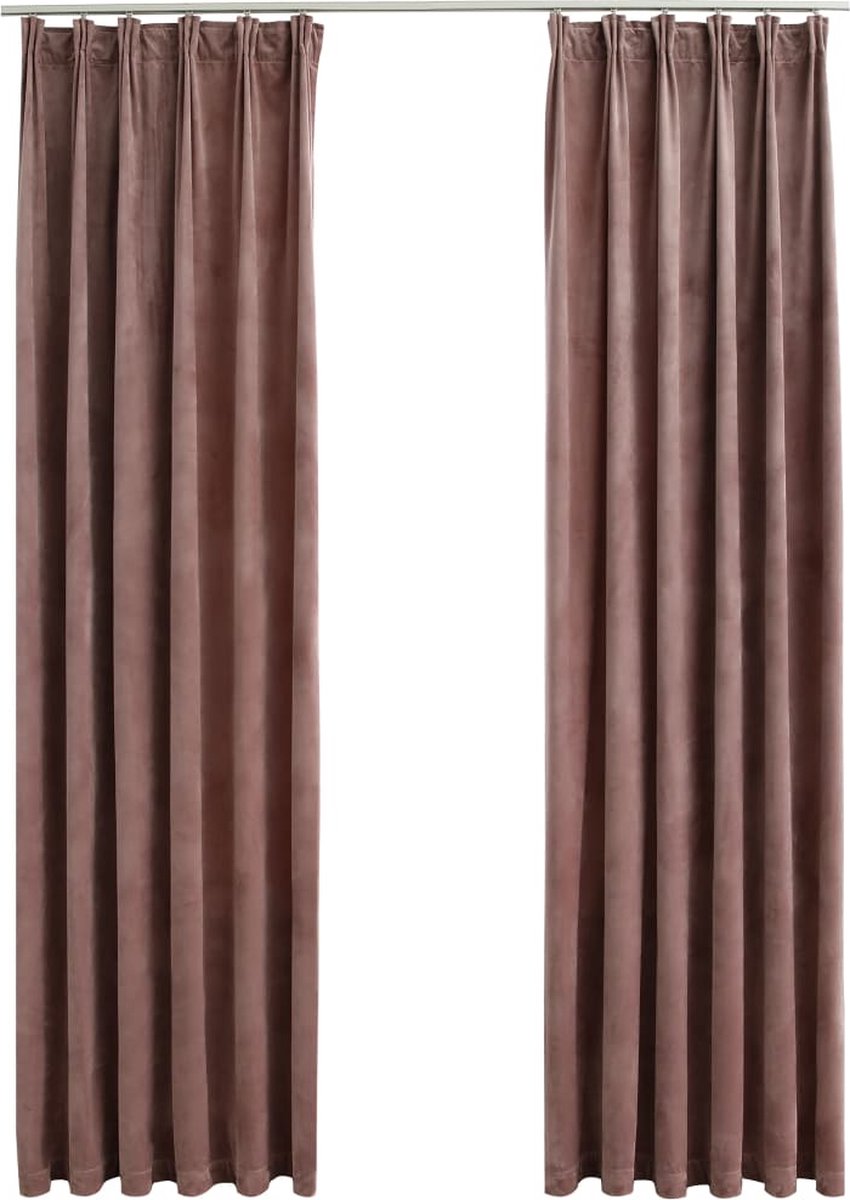 Vidaxl Gordijnen Verduisterend 2 St Met Haken 140x225 Cm Fluweel - Roze