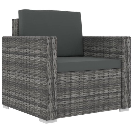 Vidaxl 8-delige Loungeset Met Kussens Poly Rattan - Grijs
