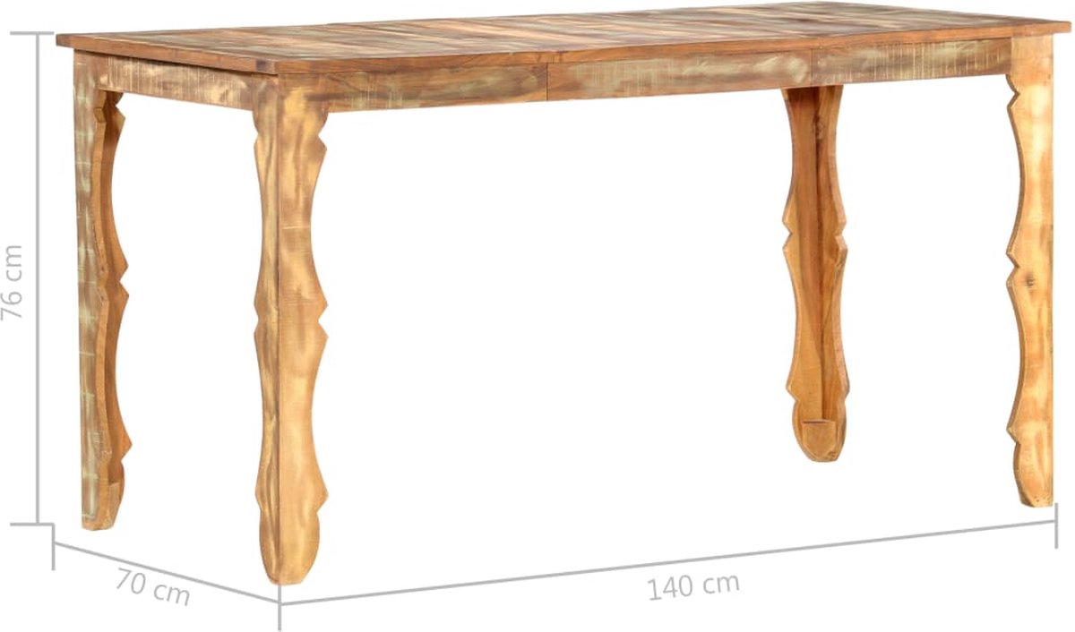 Vidaxl Eettafel 140x70x76 Cm Massief Gerecycled Hout - Bruin