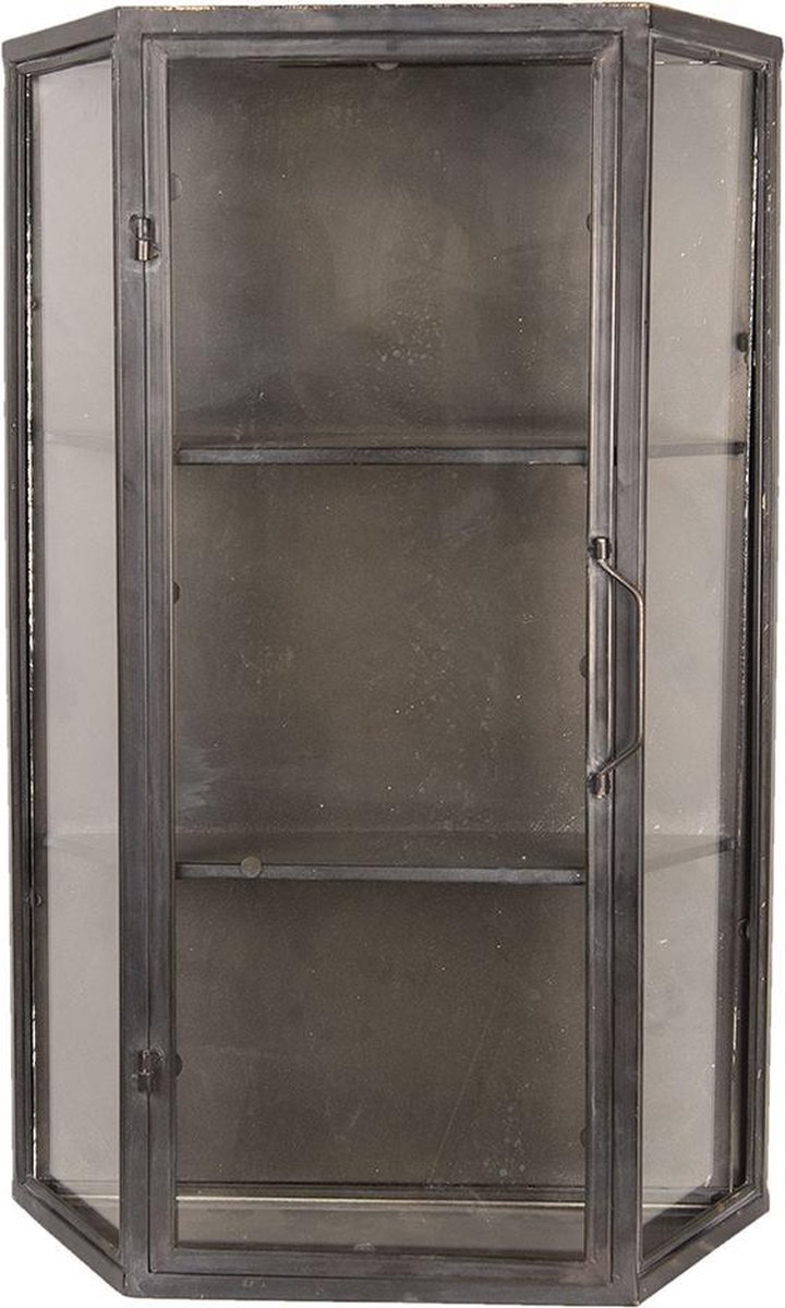 Clayre & Eef Kast 49*19*75 Cm Metaal / Glas Rechthoekig 5y0620 - Bruin