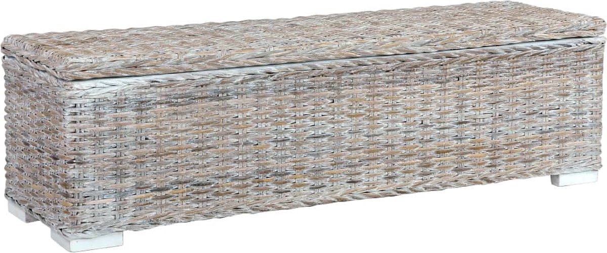 Vidaxl Opbergbox 120 Cm Kubu Rattan En Massief Mangohout - Wit