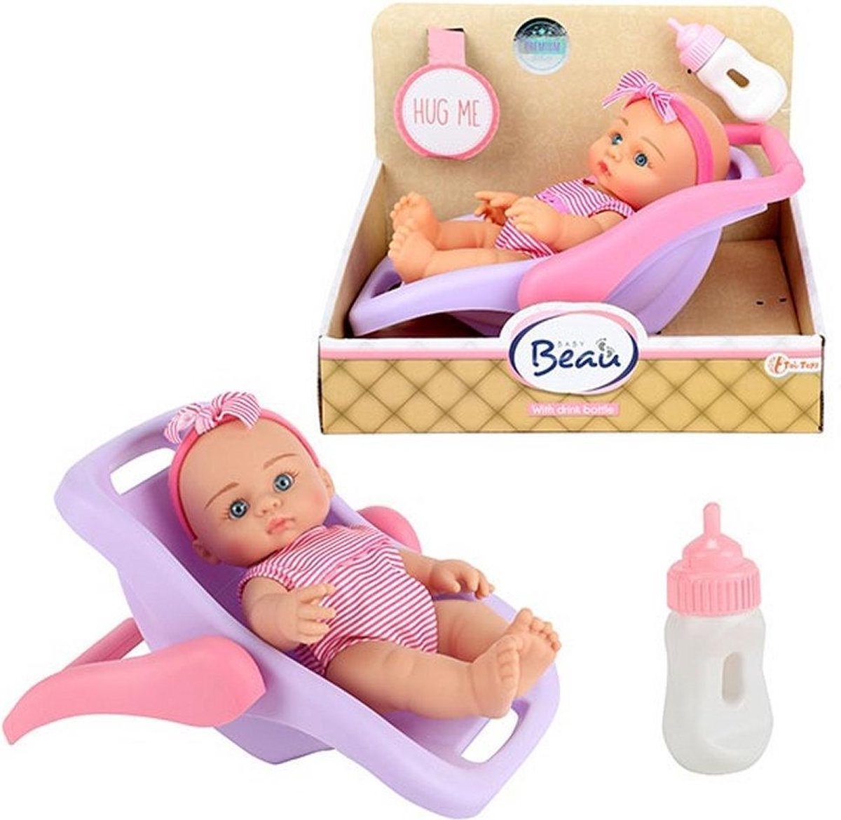 Toi-Toys Babypop In Draagstoeltje 18 Cm - Roze