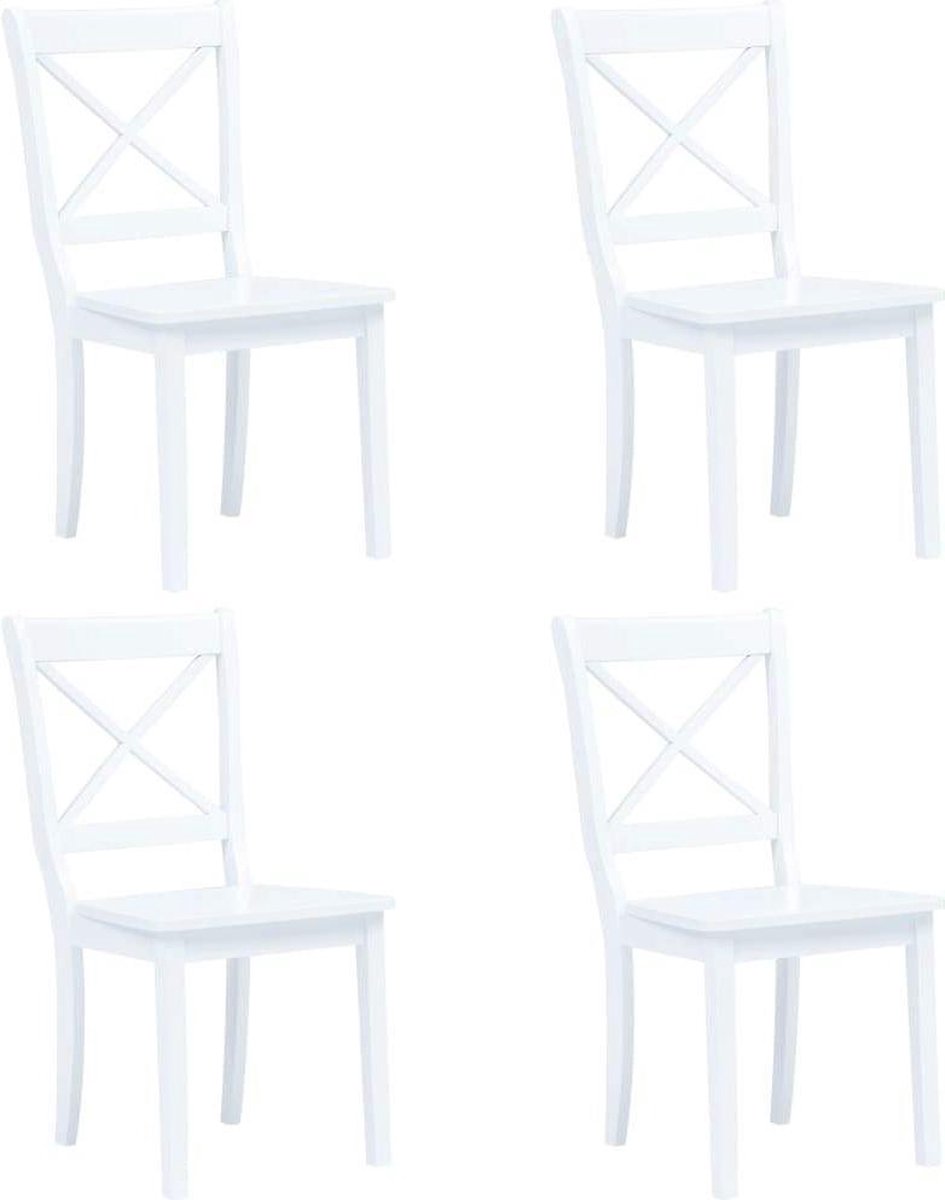 Vidaxl Eetkamerstoelen 4 St Massief Rubberwood - Wit