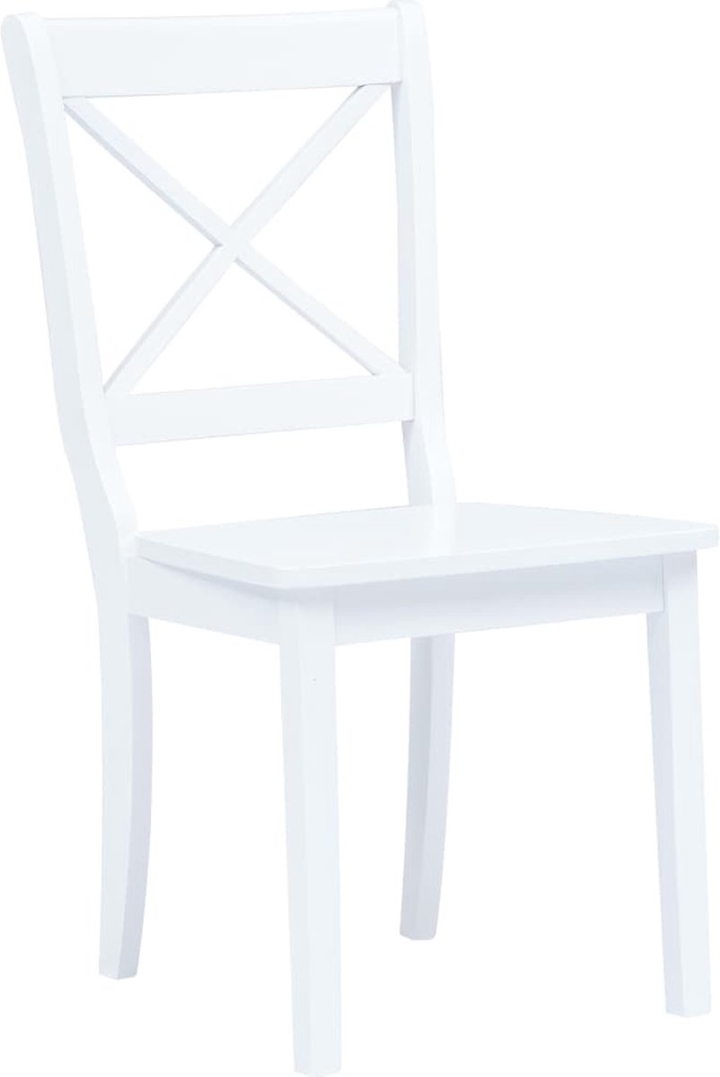 Vidaxl Eetkamerstoelen 4 St Massief Rubberwood - Wit
