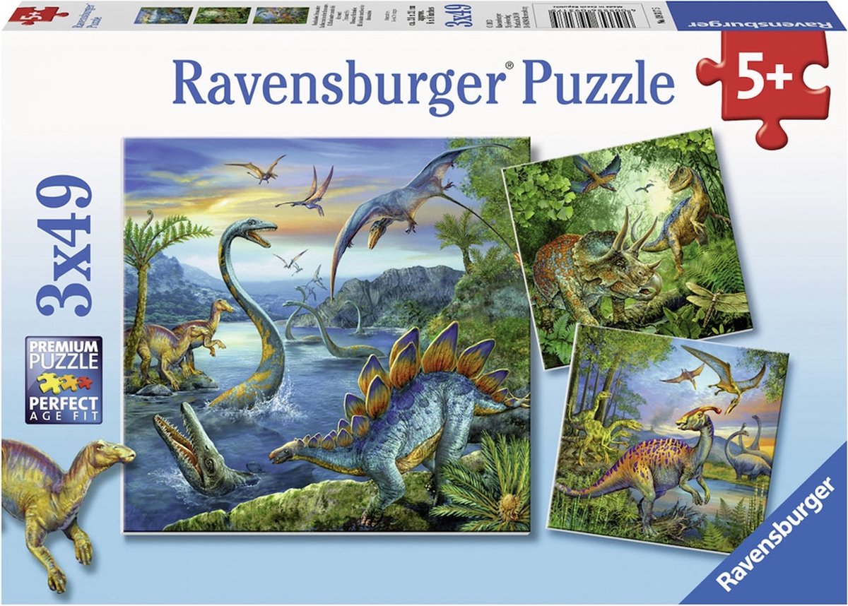 Ravensburger Puzzel Dinosaurus - 3 X 49 Stukjes