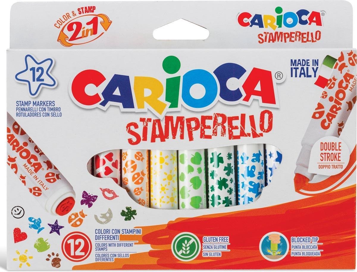 Carioca Stempelstift Stamperello, 12 Stiften (= 12 Kleuren En 12 Stempelmotieven)