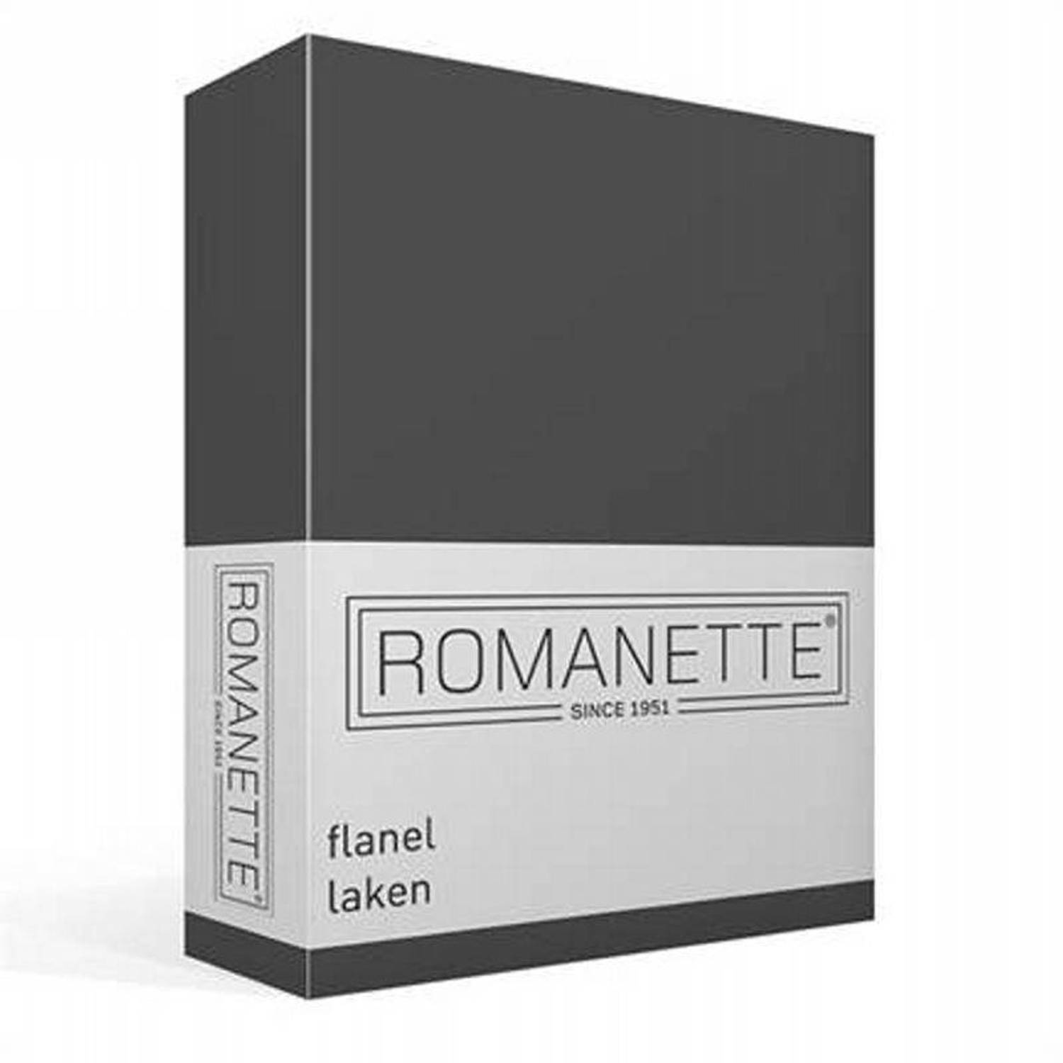 Romanette Flanellen Laken - 100% Geruwde Flanel-katoen - 1-persoons (150x250 Cm) - Antraciet - Grijs