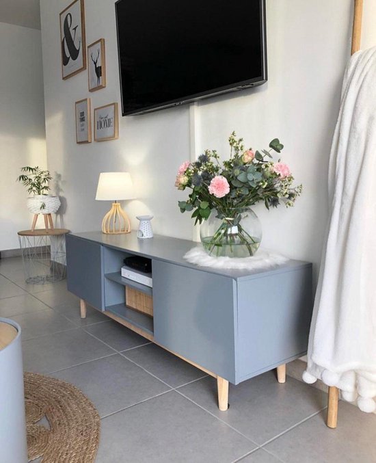 Beliani Agueda Tafellamp Hout 22 X 22 Cm - Wit