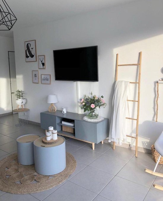 Beliani Agueda Tafellamp Hout 22 X 22 Cm - Wit