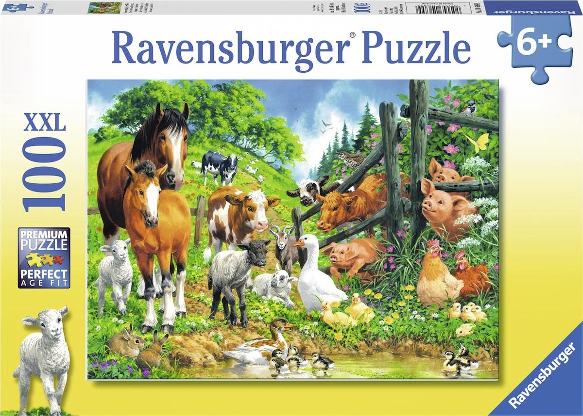 Ravensburger Puzzel Xxl Dierenbijeenkomst - 100 Stukjes