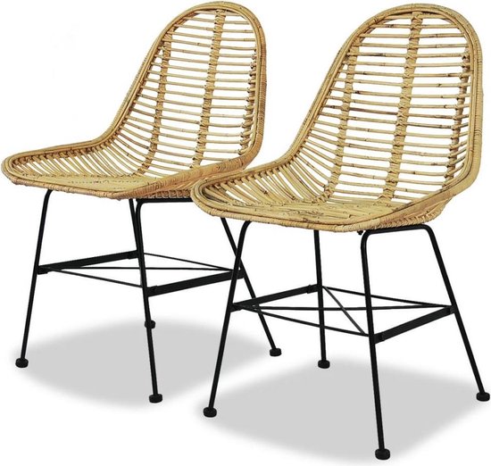 Vidaxl Eetkamerstoelen 2 St Natuurlijk Rattan - Beige