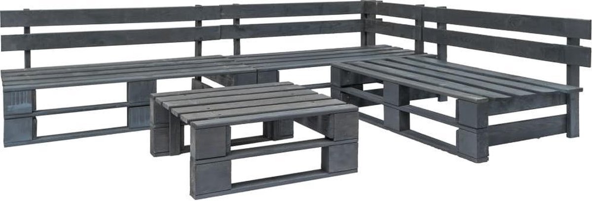 Vidaxl 4-delige Loungeset Pallet Hout - Grijs