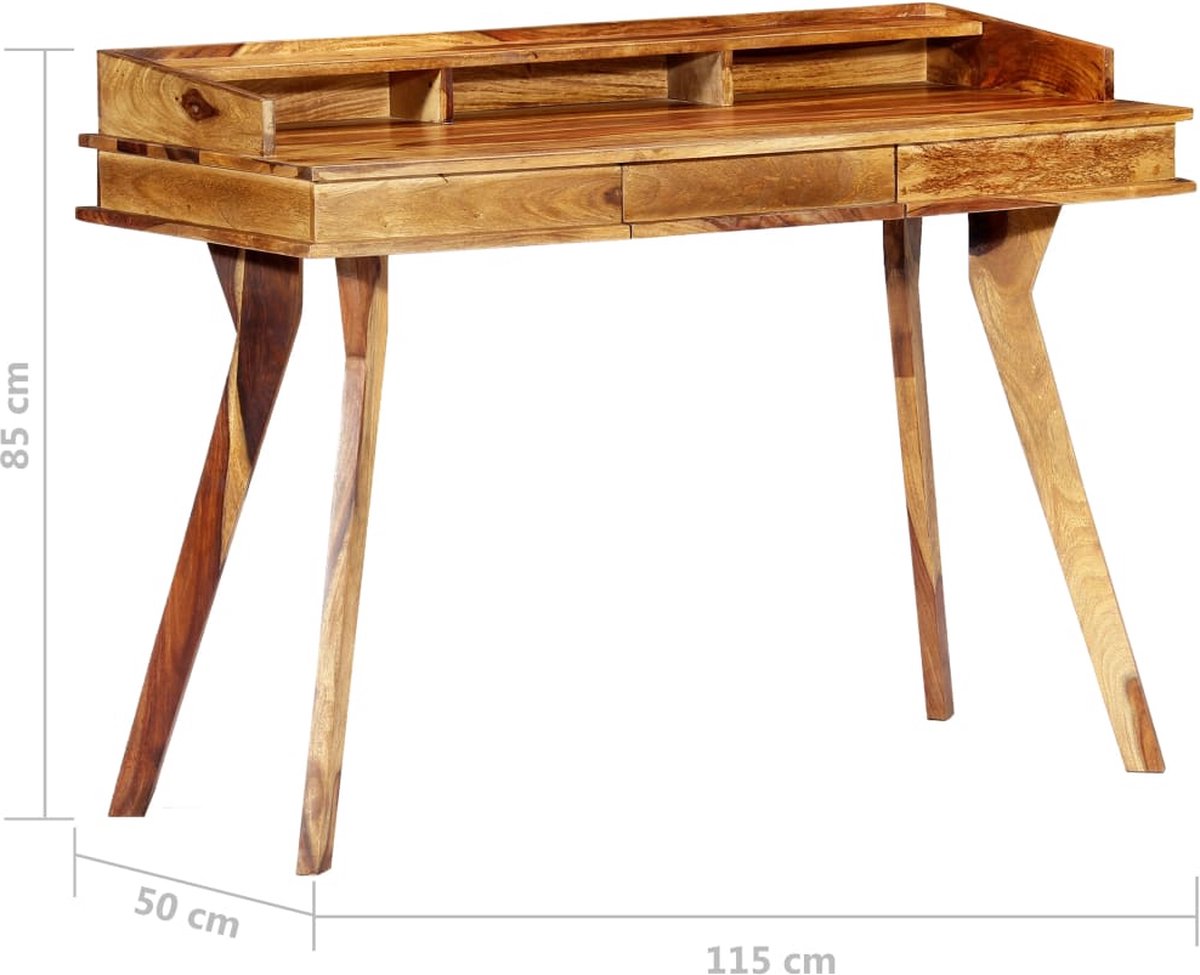 Vidaxl Schrijftafel 115x50x85 Cm Massief Sheeshamhout - Bruin