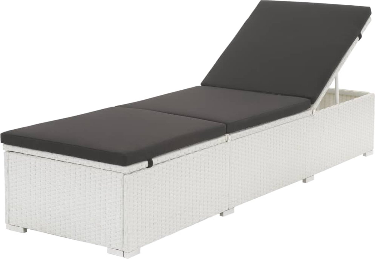 Vidaxl Ligbed Met Kussen Poly Rattan - Wit