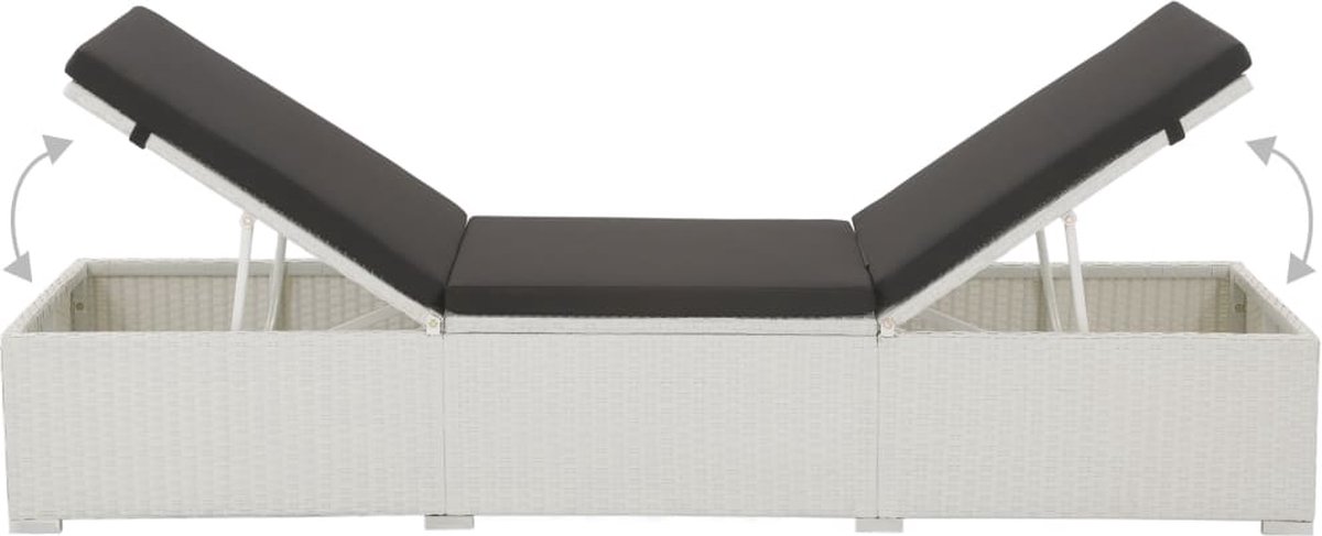 Vidaxl Ligbed Met Kussen Poly Rattan - Wit