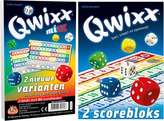 White Goblin Games Spellenbundel - 2 Stuks - Dobbelspel - Qwixx Mixx & 2 Extra Scoreblocks