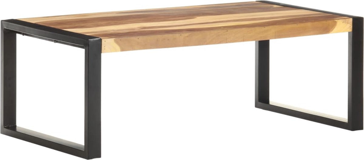 Vidaxl Salontafel 110x60x40 Cm Massief Hout Met Sheesham Afwerking - Zwart