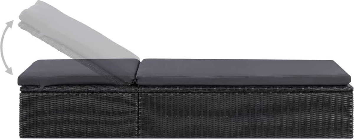 Vidaxl Ligbed Poly Rattan En Donkergrijs - Zwart