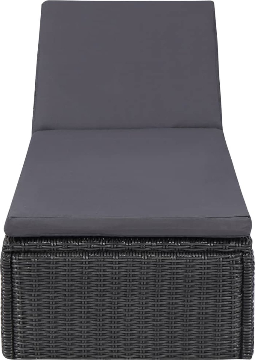 Vidaxl Ligbed Poly Rattan En Donkergrijs - Zwart