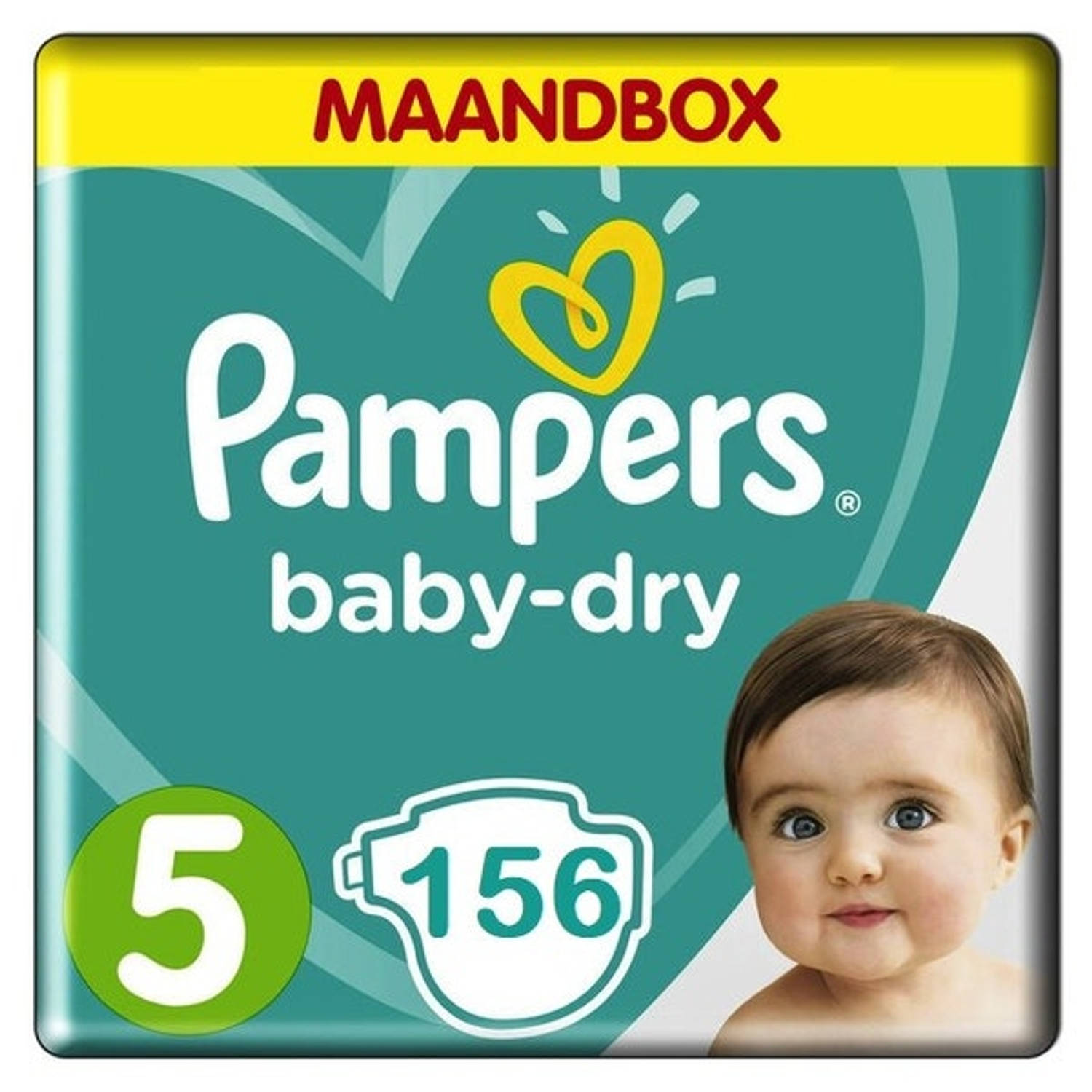 Pampers Baby Dry Maat 5 - 156 Luiers Maandbox