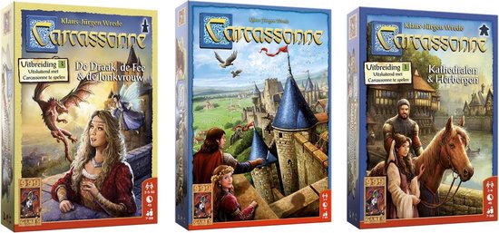 999Games Spellenbundel - 3 Stuks - Carcassonne & De Draak, De Fee En De Jonkvrouw & Kathedralen En Herbergen