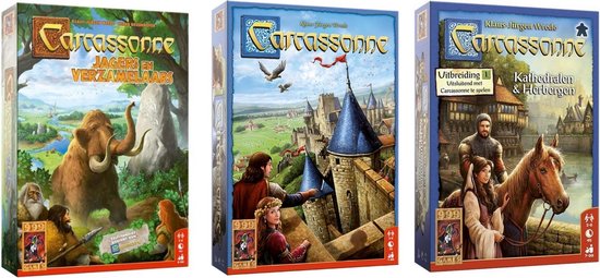 999Games Spellenbundel - 3 Stuks - Carcassonne & Jagers En Verzamelaars & Kathedralen En Herbergen