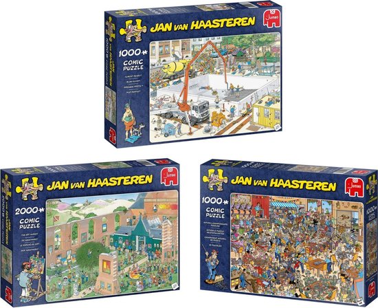 Jumbo Jan Van Haasteren - Nk Puzzelen 1000 Stukjes & De Kunstmarkt 2000 Stukjes & Bijna Klaar? 1000