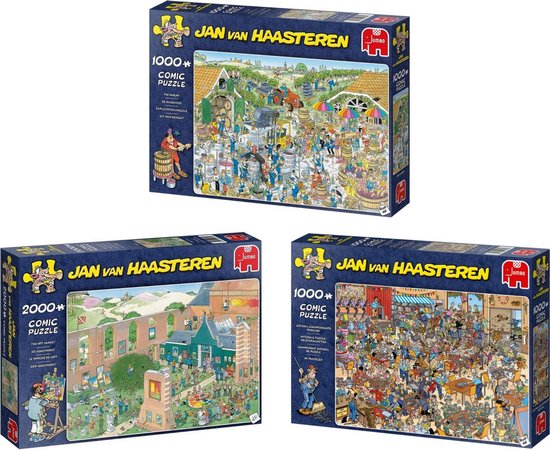 Jumbo Jan Van Haasteren - Nk Puzzelen 1000 Stukjes & De Kunstmarkt 2000 Stukjes & De Wijnmakerij 1000