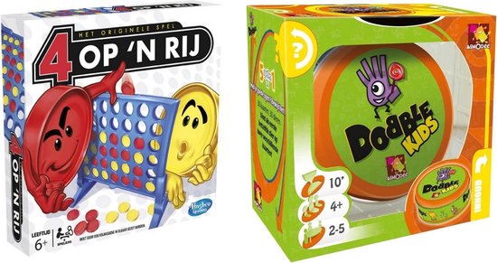 Hasbro Spellenbundel - Bordspel - 2 Stuks - 4 Op 'N Rij & Dobble Kids