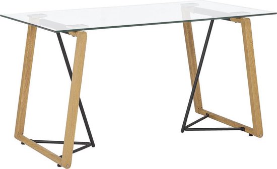 Beliani Tacoma Eettafel Veiligheidsglas 80 X 140 Cm