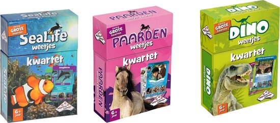 Identity Games Spellenbundel - Kwartet - 3 Stuks - Sealife Kwartet & Paarden Kwartet & Dino Kwartet