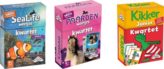 Identity Games Spellenbundel - Kwartet - 3 Stuks - Sealife Kwartet & Paarden Kwartet & Kikker Junior Kwartet