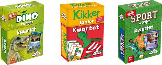 Identity Games Spellenbundel - Kwartet - 3 Stuks - Dino Kwartet & Kikker Junior Kwartet & Sport Weetjes Kwartet