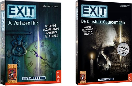 999Games Spellenbundel - 2 Stuks - Bordspel - Exit De Verlaten Hut & Exit De Duistere Catacomben