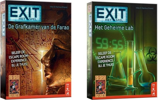 999Games Spellenbundel - 2 Stuks - Bordspel - Exit De Grafkamer Van De Farao & Exit Het Geheime Lab