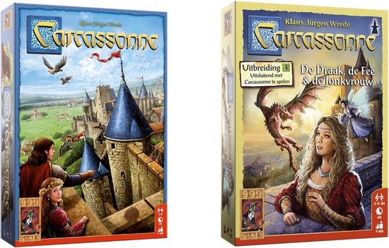 999Games Spellenbundel - 2 Stuks - Carcassonne & Carcassonne De Draak, De Fee En De Jonkvrouw - Uitbreiding
