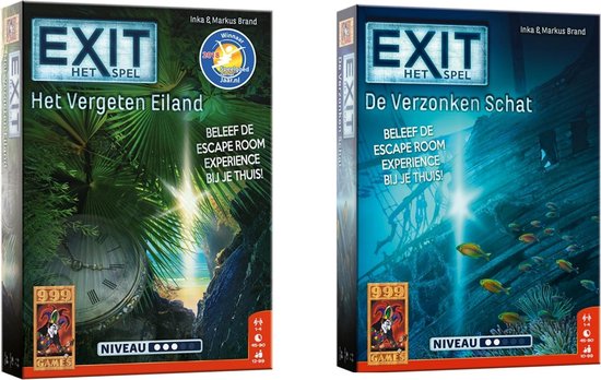 999Games Spellenbundel - 2 Stuks - Bordspel - Exit - Het Vergeten Eiland & De Verzonken Schat