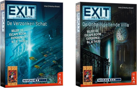 999Games Spellenbundel - 2 Stuks - Bordspel - Exit - De Verzonken Schat & De Onheilspellende Villa