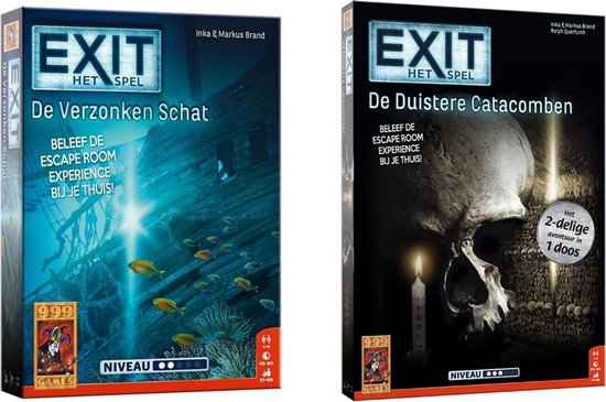 999Games Spellenbundel - 2 Stuks - Bordspel - Exit - De Verzonken Schat & De Duistere Catacomben