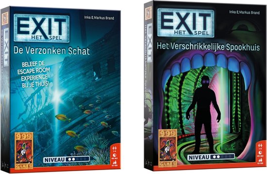 999Games Spellenbundel - 2 Stuks - Bordspel - Exit - De Verzonken Schat & Het Verschrikkelijke Spookhuis