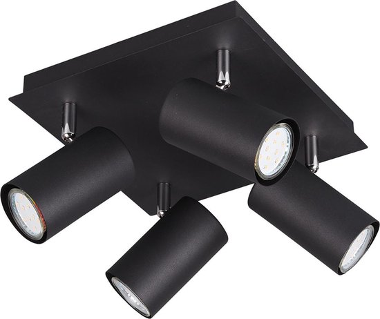 BES LED Led Plafondspot - Trion Mary - Gu10 Fitting - 4-lichts - Vierkant - Mat - Aluminium - Zwart