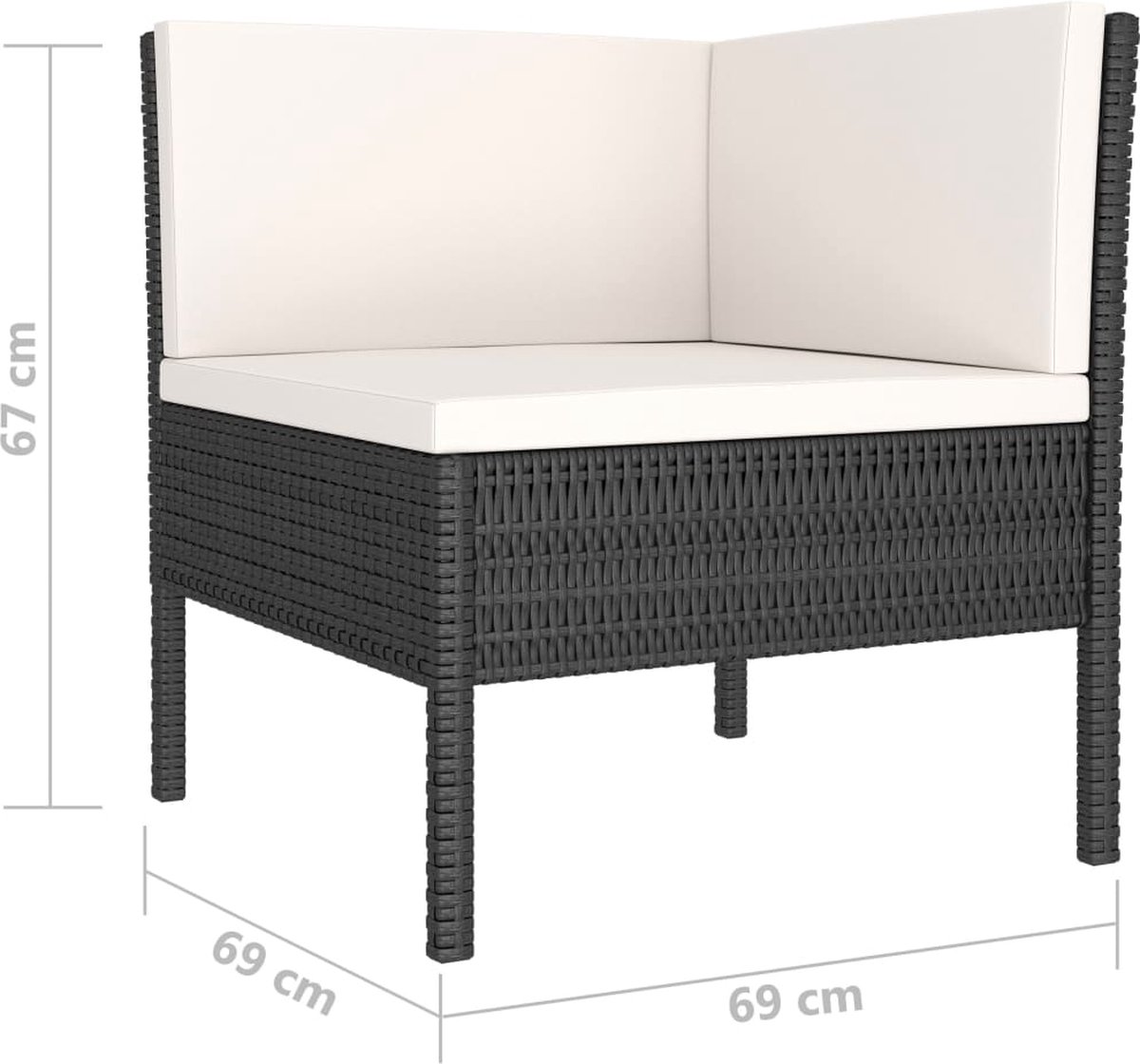 Vidaxl 6-delige Loungeset Met Kussens Poly Rattan - Zwart