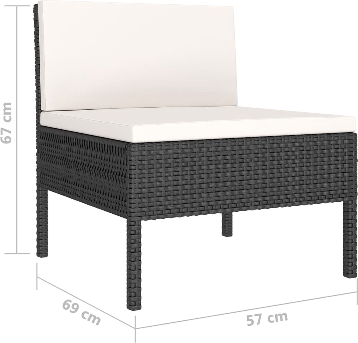 Vidaxl 6-delige Loungeset Met Kussens Poly Rattan - Zwart