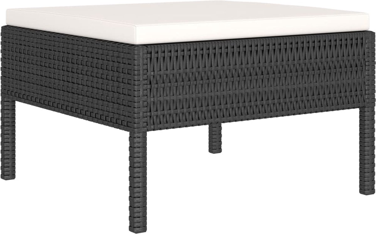 Vidaxl 6-delige Loungeset Met Kussens Poly Rattan - Zwart
