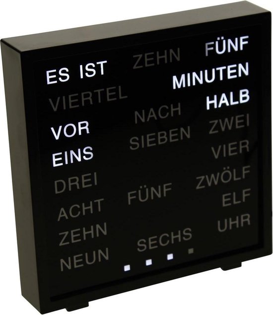 United Entertainment Led Word Clock - Duits 17 X 16.5 Cm - Zwart