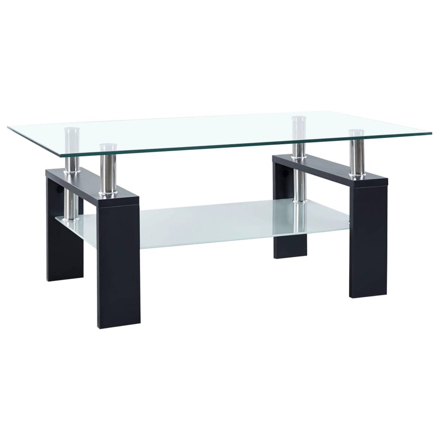 Vidaxl Salontafel 95x55x40 Cm Gehard Glas - Negro